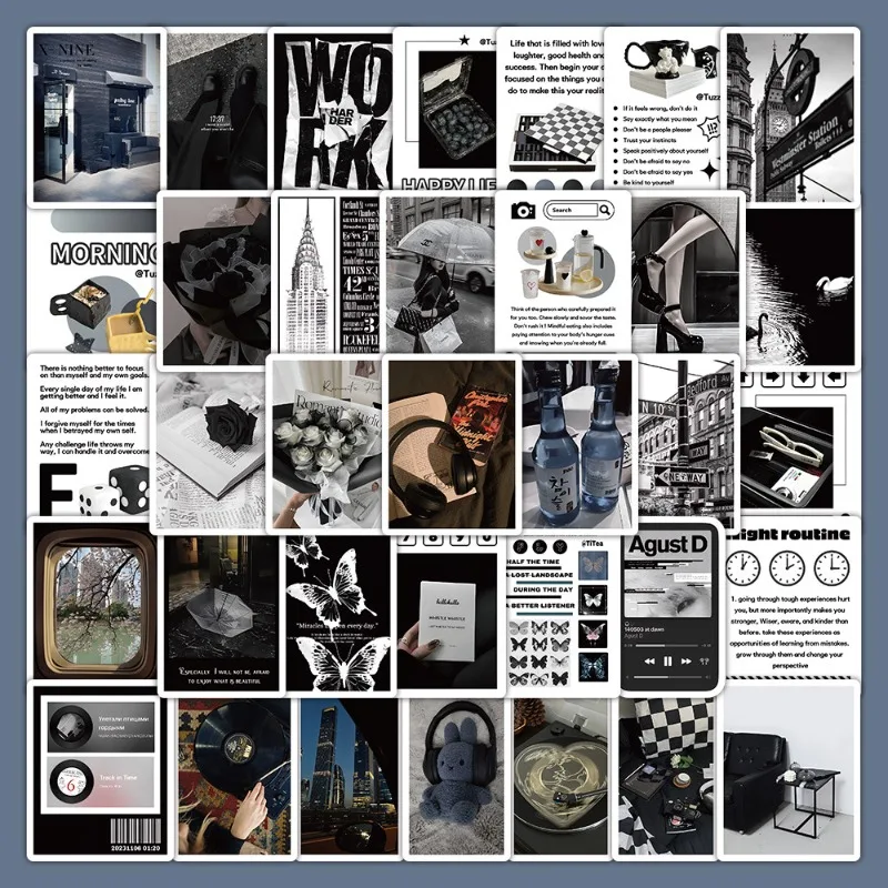 

60 шт./компл., наклейка с поэзией, журнал с полуночными тенями, наклейки с несколькими поверхностями для планшета, ноутбука, дневника, эстетическое украшение для рабочего стола