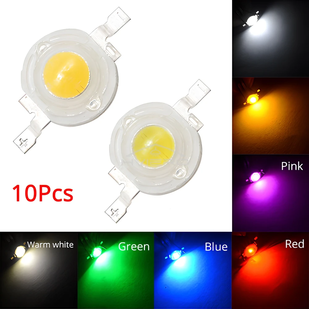 10 Pz 1 W Ad Alta Potenza LED Chip Lampada Lampadina 110-120LM Linea di Perline Emettitore Diodo Bianco Rosso Verde Blu Giallo FAI DA TE luci a Led