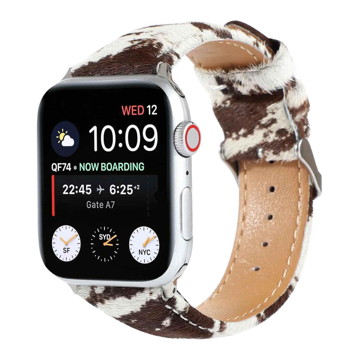 Apple Watch用レザーブレスレット,ヒョウ柄の馬のヘアバンド,iwatchストラップ,シリーズ4,5,6,7,8,9,se ultra,40mm, 41mm, 42mm 44mm、45mm、49mm