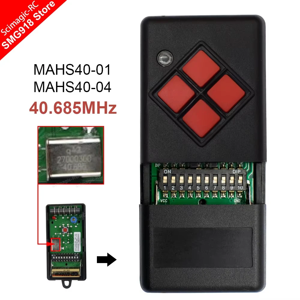 Image of Handsender MAHS40-01 MAHS40-04 40,685 MHz Garagentor-Fernbedienung, kompatibel mit Red Key 40 MHz