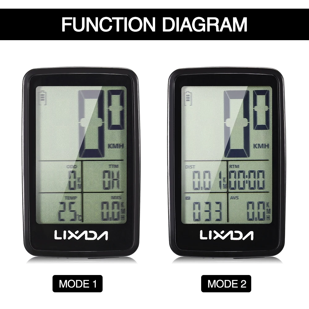 Lixada USB Rechargeable Wireless Bike Cycle Computer Bicycle Speedometer Odometer with Computer Mount Holder