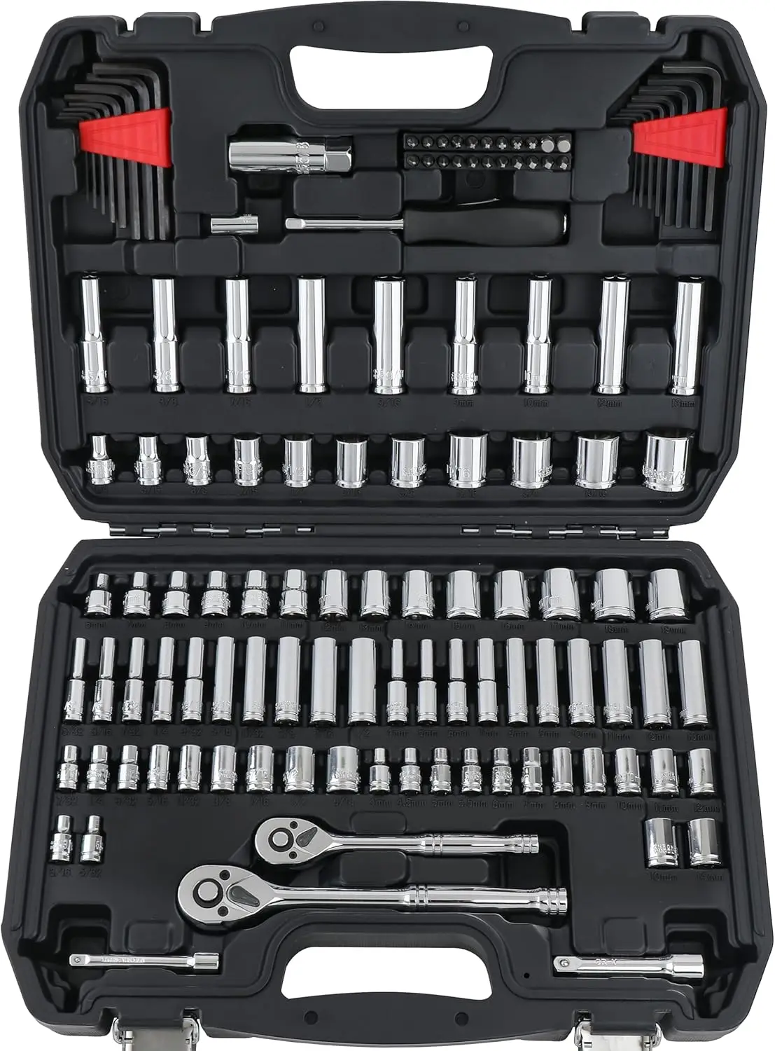 

123-Piece Professional Mechanic's Tool Socket Set with Storage Case, Metric and SAE Sizes