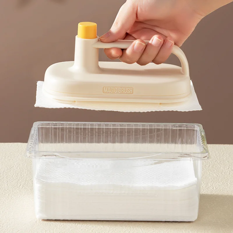 

Magic-Wipe With 50 Pcs Cleaning Cloth Disposable Replaceable Heads Multi Use Kitchen Tool for Glass Stove Oven Dish Scrubber