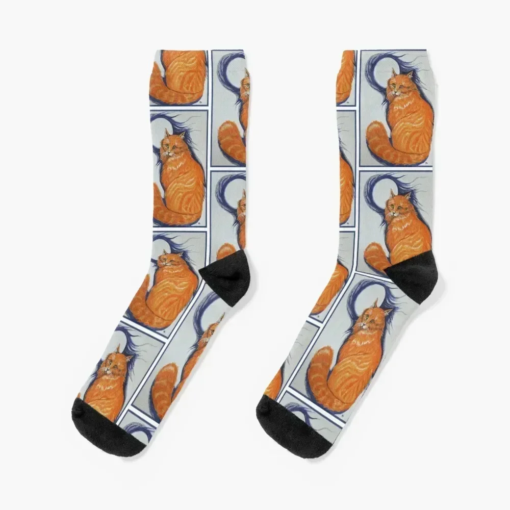 Ginger Cat Under the Moon Socks Sports man Novelties Socks Ladies Men's