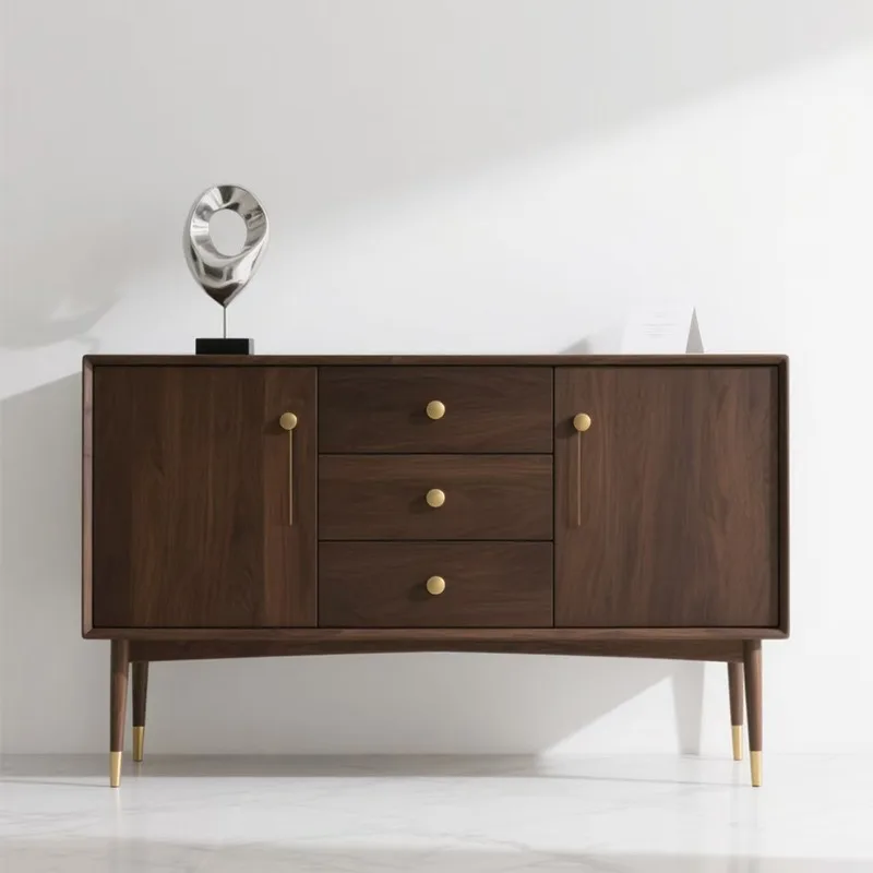 

Обеденный боковой шкаф из американского черного ореха, простой легкий роскошный шкафчик из цельного дерева, высокий шкаф и шесть сундука