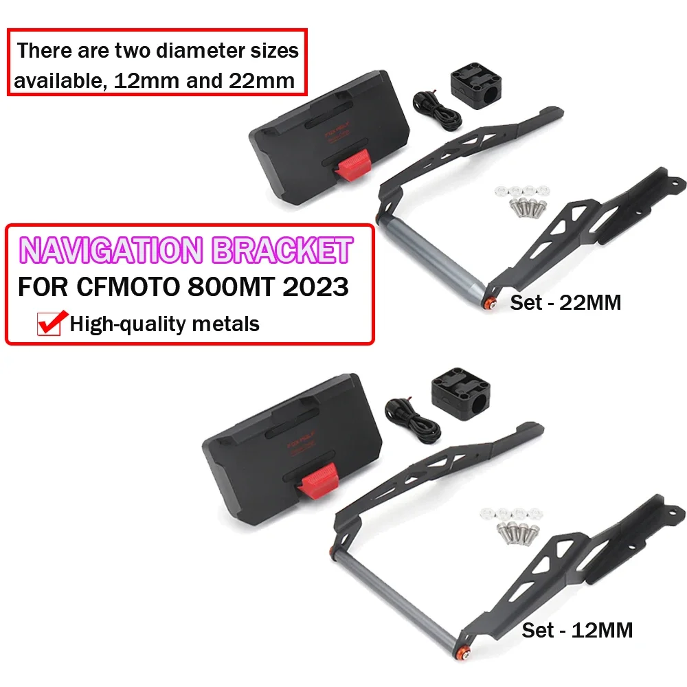 New 800MT 2023 Motorcycle Accessories Phone Holder Support GPS Navigation Bracket 12/22mm Fit For CFMOTO 800 MT 800mt 800 mt