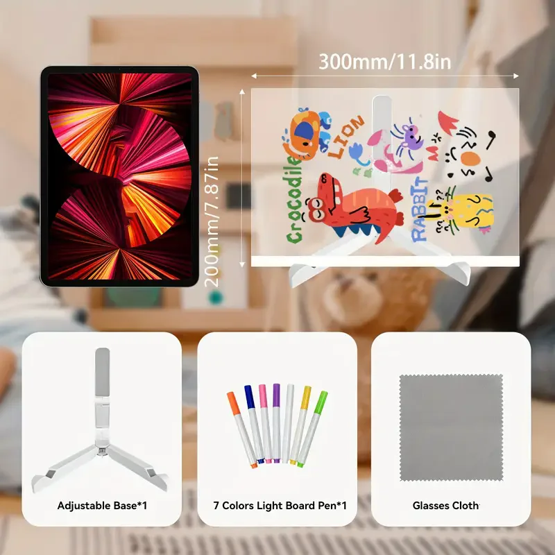 لوحة ملاحظات LED ضوء ليلي مع 7 أقلام ملونة يمكنك صنعها بنفسك لوحة رسائل أكريليك قابلة للمسح لوحة رسم هدية عيد ميلاد للأطفال