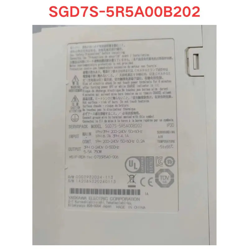 Used SGD7S-5R5A00B202 Servo driver Functional test OK Fast delivery