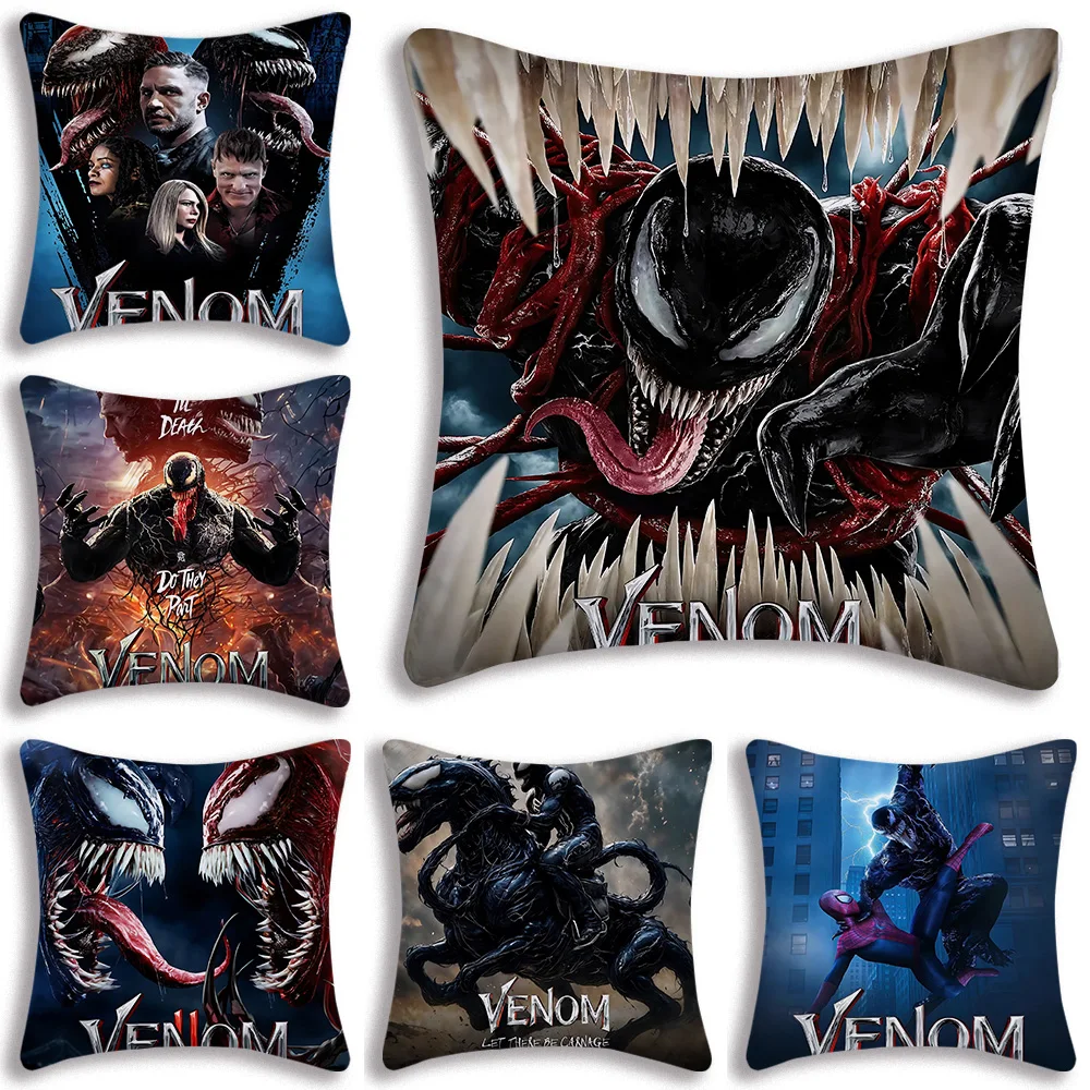 Hot Movies Marvel Venom The Last Dance Pillow Covers Cartoon Sofa Decorative Double-sided Printing Short Plush Cushion Cover