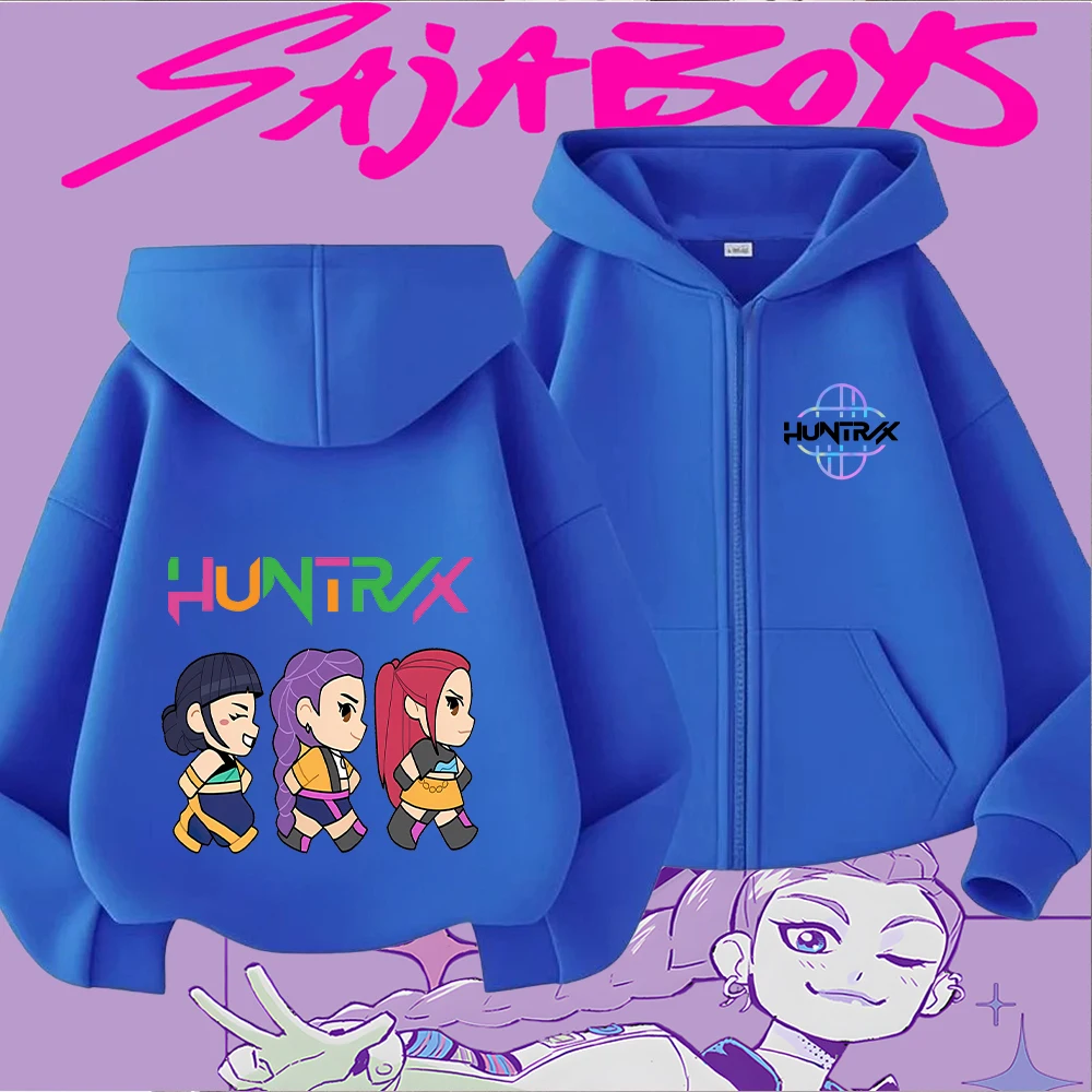 سترة بغطاء للرأس بسحاب للأطفال مع طباعة شخصية كرتونية لطيفة ذات شعر أرجواني، سترة كاجوال أنيقة للأولاد والبنات، مريحة