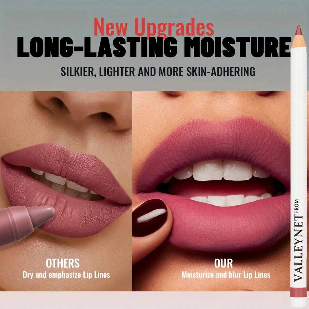 2 pezzi/set di matite per labbra + rossetto in velluto opaco combinato set di labbra impermeabili a lunga durata per creare un trucco labbra dall'aspetto quotidiano.