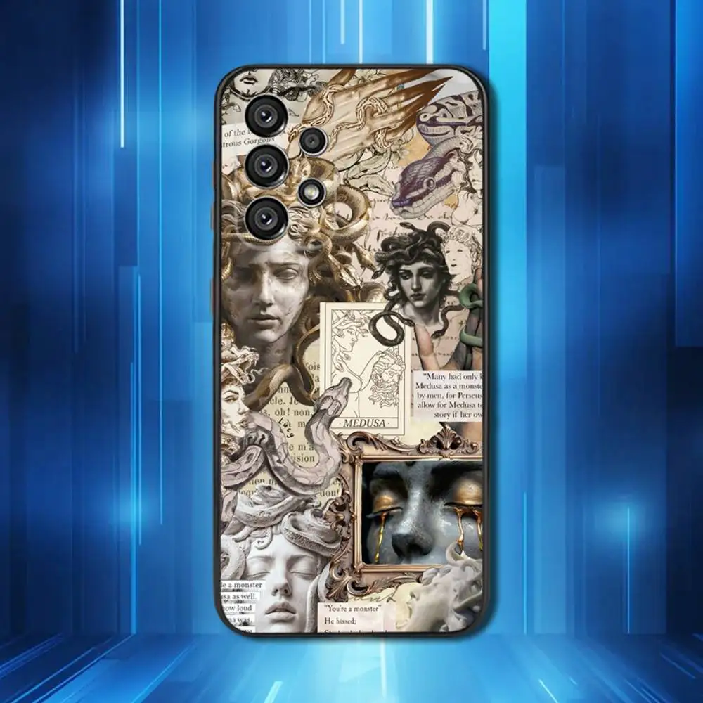 الأساطير اليونانية الفن ميدوسا لسامسونج غالاكسي A53,31,52,72,41,22,73,32,71,Note,J7,8,9,5G لينة الأسود سيليكون جراب هاتف