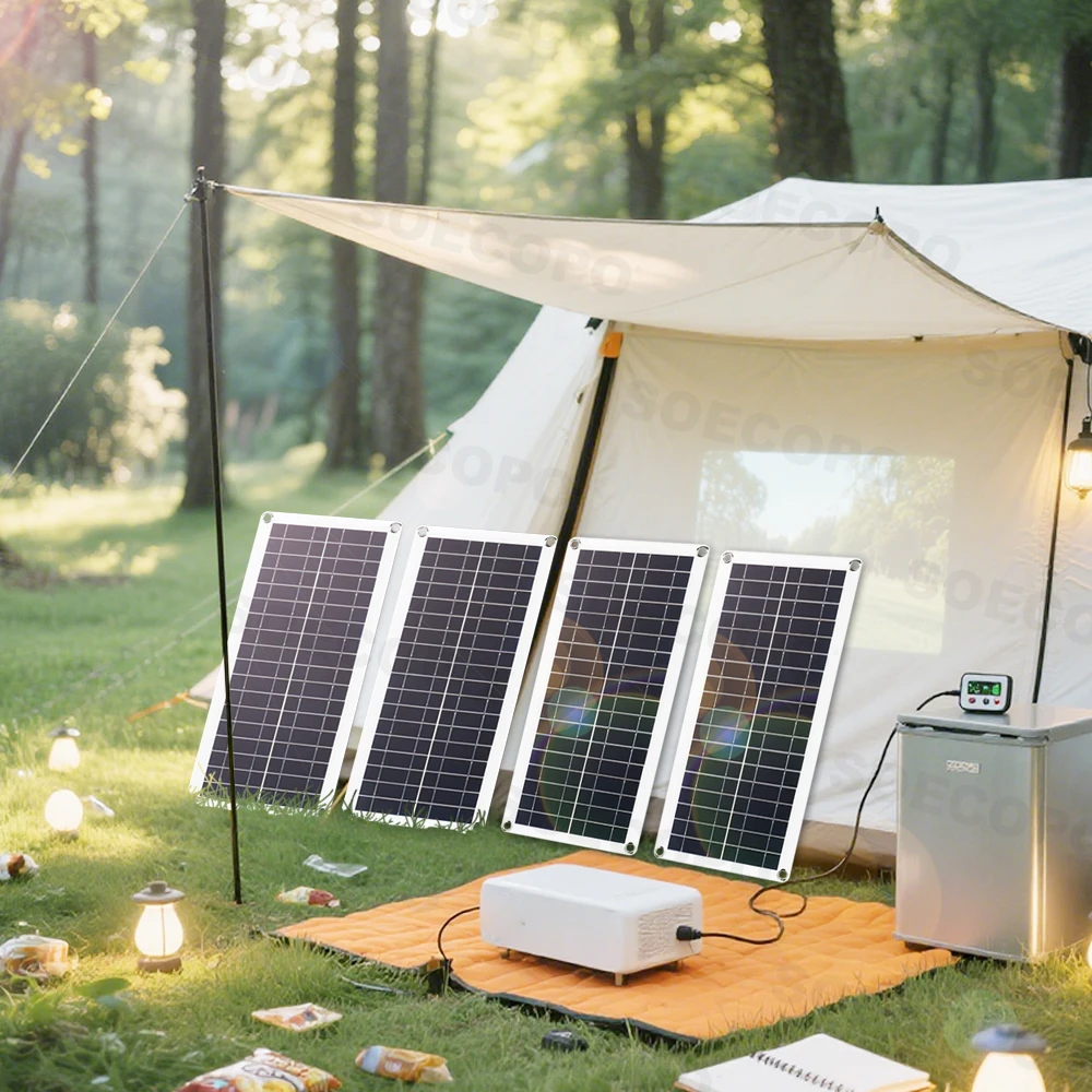 SOECOPO 800W Solar Panel Kit 4pcs Photovoltaic Cells System Free 100A Controller Portable 12V Battery Charger for Car RV Boat view 3