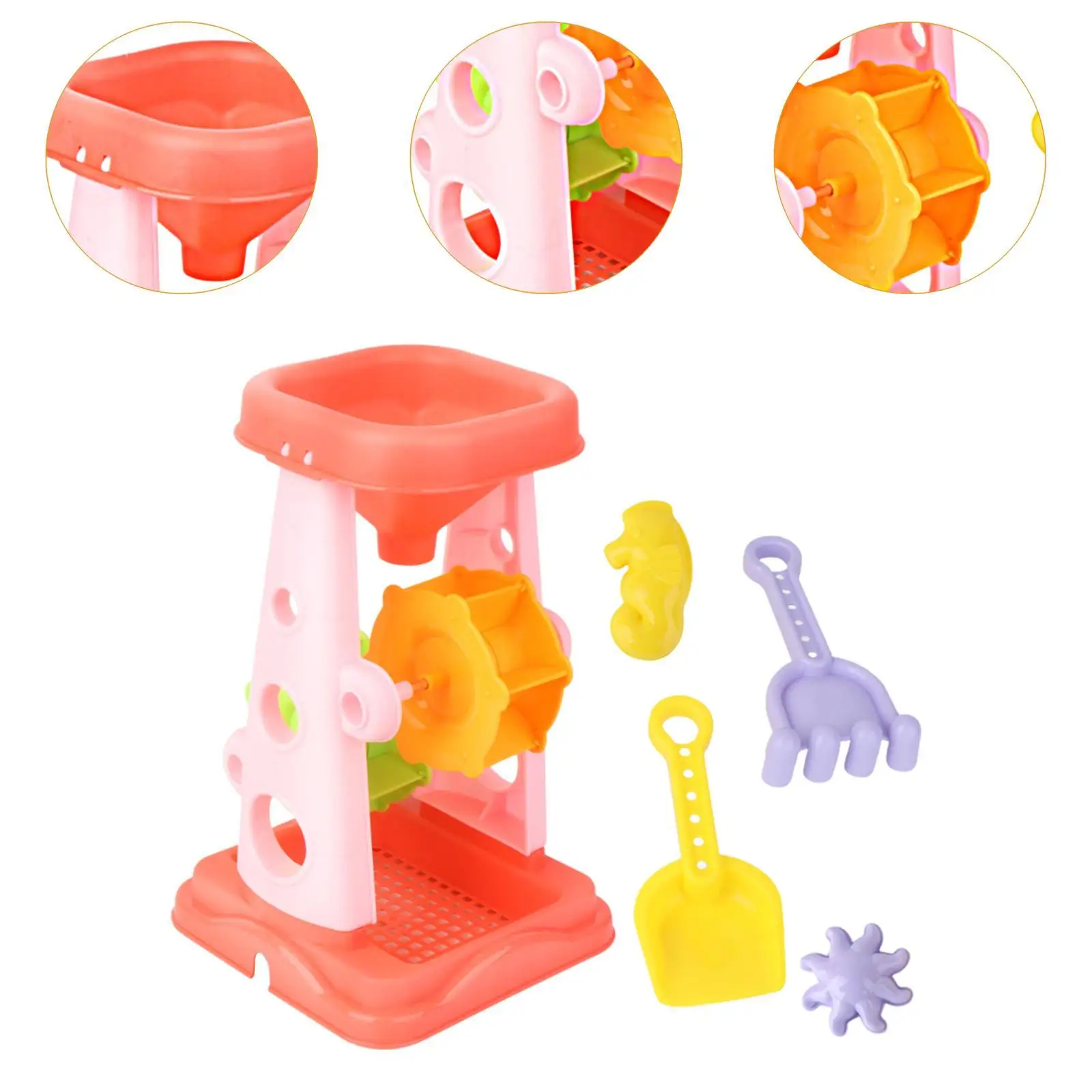 Sand and Water Wheel Toy Flowing Sand and Water Lightweight Beach Sand Hourglass for Outdoor Sand Table Backyard Indoors Sandbox
