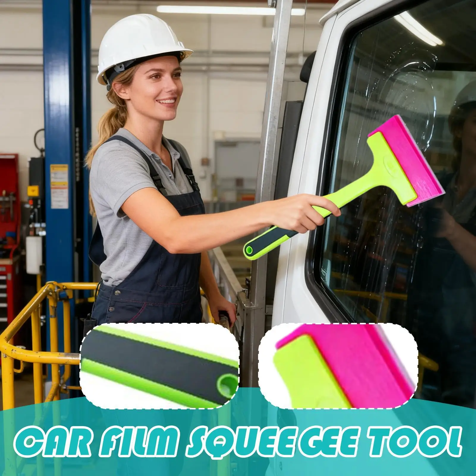 Window Film Squeegee Scratch Resistant Double Edge Gadget Long Handle Window Film Squeegee For Home Garage Vehicle Indoor