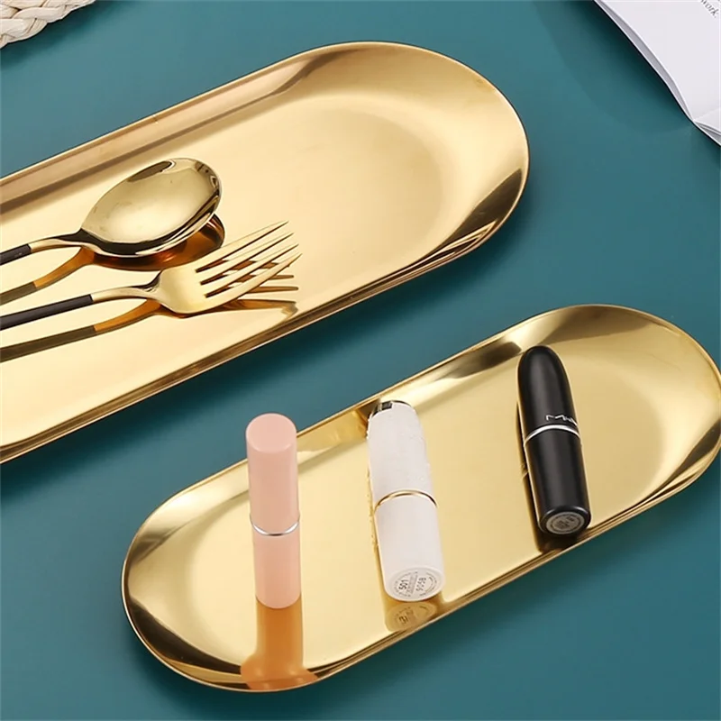 S/L Gold Stainless Steel Nail Art Equipment Plate Cosmetic Storage Tray Doctor Surgical Dental Tray Nail Dish Manicure Tools