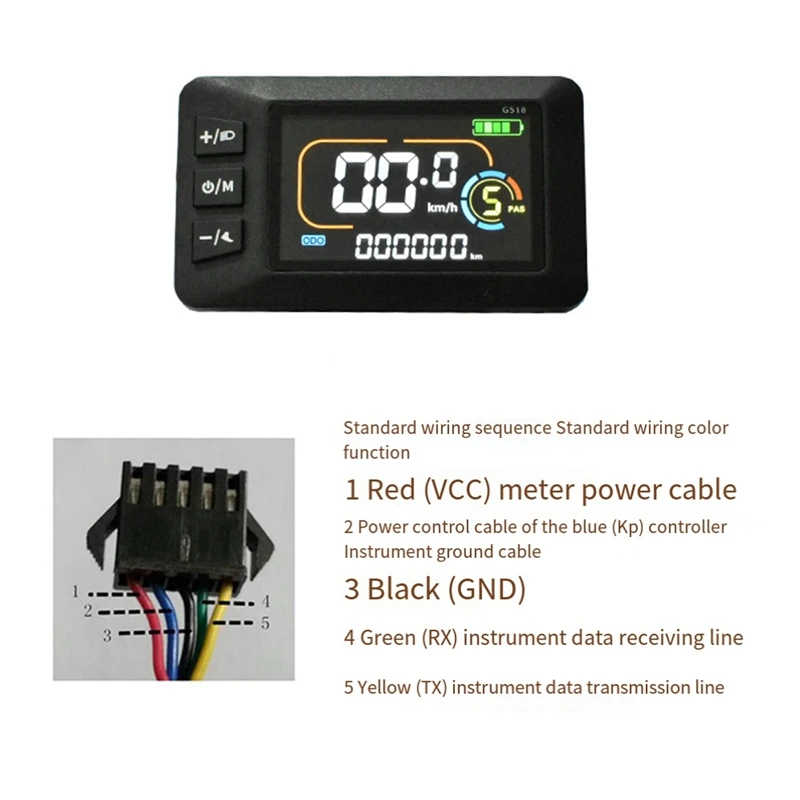 Rower elektryczny wielonapięciowy wyświetlacz LCD G518 do skuterów 24/36/48/60V/72V-kolorowy Panel ekranowy akcesoria rowerowe