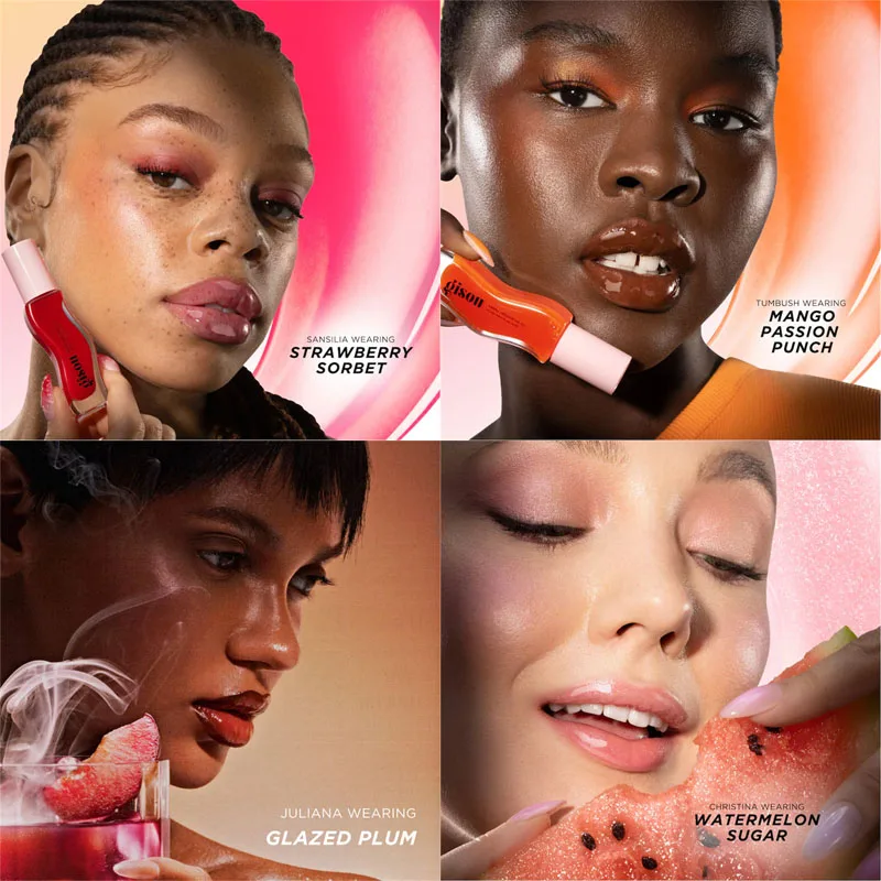 Gisou Nuovi Colori Smaltati Prugna Balsamo per le labbra Olio per labbra Gloss Cura delle labbra Benetitnt Per le labbra Rimpolpante Esfoliante Rimpolpante Gloss