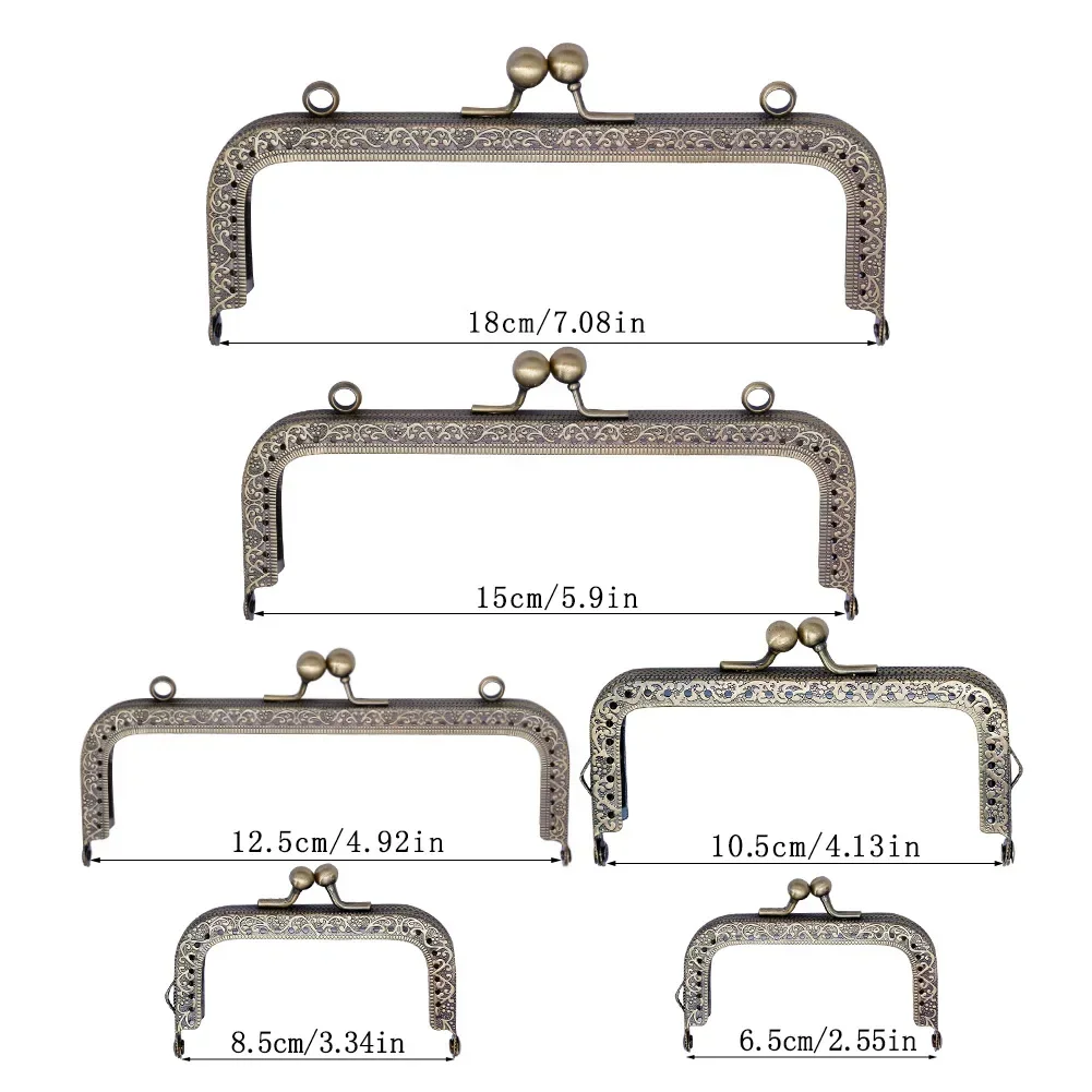 6.5/8.5/10.5/12.5/15/18cm DIY Metal Square Frame Purse Handle Coin Bags Metal Lock  Kiss Clasp Bags Purses Accessory