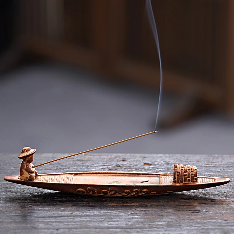 

An Old Man's Fishing Room Features A Creative Incense Stand with A Zen Tea Ceremony and A Ceramic Aroma Diffuser Insence Burner