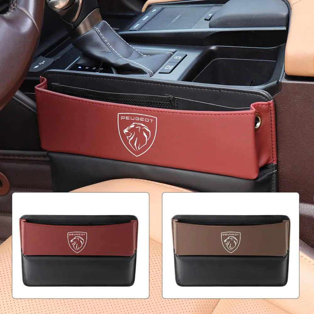 1PC Car Seats Gap Storage Box PU Leather For PEUGEOT 107 206 207 208 307 308 2008 3008 4008 Auto Console Seat Slit Filler Pocket