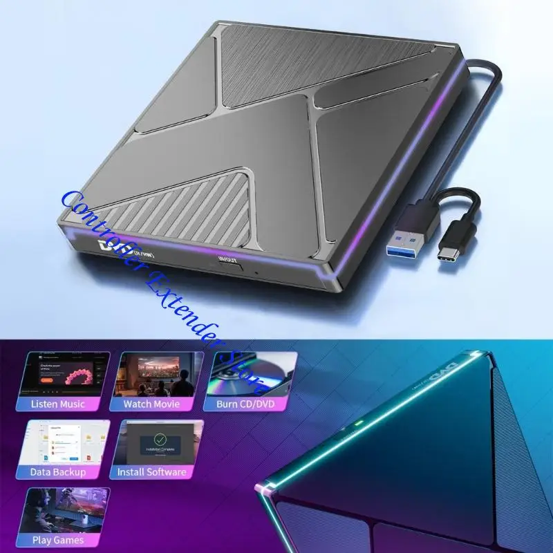 N84B Portable Disc Membakar Pembaca USB Tipe C Antarmuka Membaca Disk Drive Kompatibilitas Disc Multiple Format Tipis