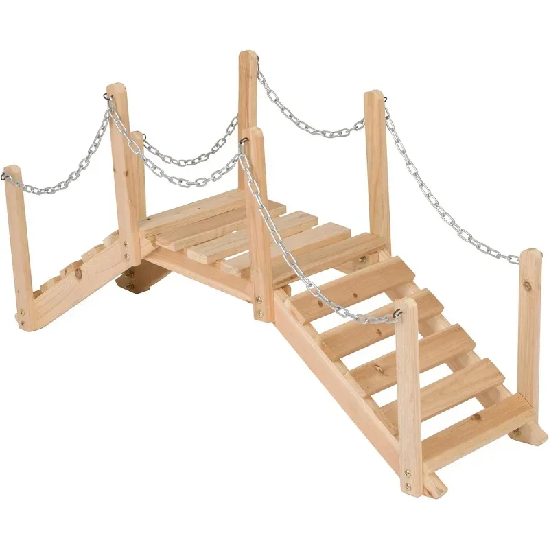 Shine Company 4963N Decorative Cedar Wood Garden Bridge with Side Rails, Natural