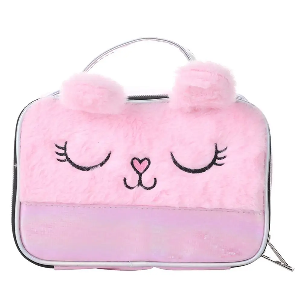 Zipper Pouch Plush Cosmetic Bag Cartoon Multifunctional Plush Storage Case High-capacity Toiletries Organizer Bag Travel