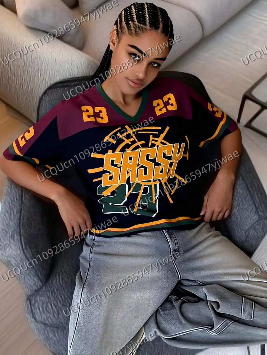 

Letter Print Women's Short Sleeve T-Shirt Summer Casual 3d Print Summer Cute Men's Jersey Sport T-shirt Tops