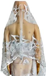 on sale  2025 New African Net Hijab Scarf For Muslim Women African Dubai Islam Headscarf Embroidery Shawls voile