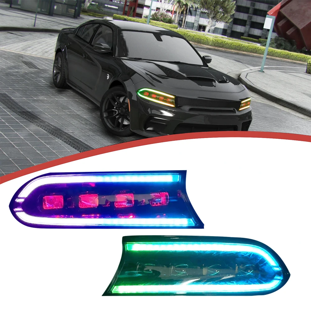 

DK Motion Middle East Full RGB Headlamp for Charger SE SXT RT 2015-2021 LED Headlight Upgrade DRL Head Lamp Front Lamp