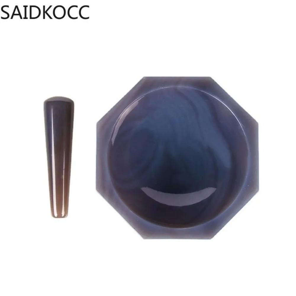 SAIDKOCC Support customization All Sizes Natural Agate Mortar and Pestle for Lab Grinding 110mm 120mm 150mm 160mm 200mm