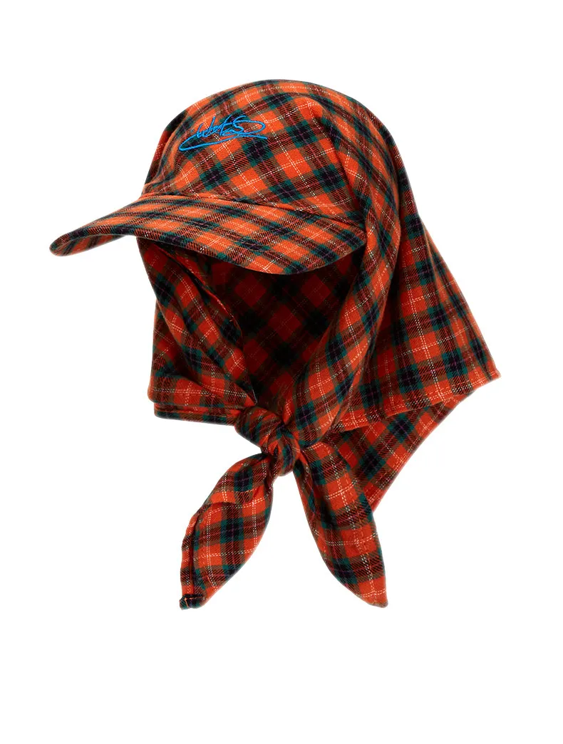 Fashion Streetwear Plaid Turban Hat Women Tie Back Wrap Baseball Cap Hip Hop Style Sun Headband Hat