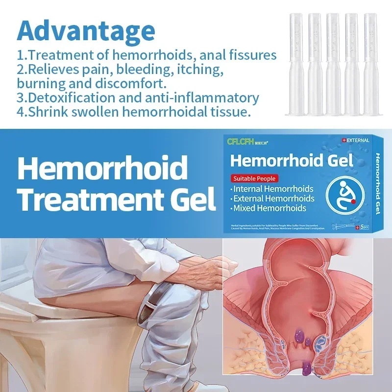 Gel médico para tratamiento de hemorroides, medicina de salud para aliviar el dolor, eliminación de hemorroides externas Intemal, sangrado de fisuras anales