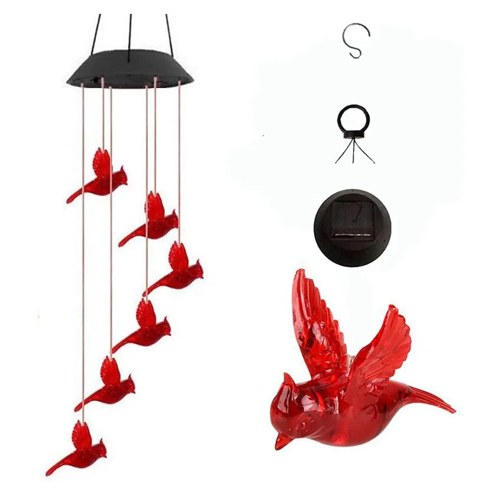 

Wind Chime Light Solar Light Outdoor IP44 Waterproof Angel Red Bird Hummingbird Wiring Free Lawn Light Garden Decoration Gift