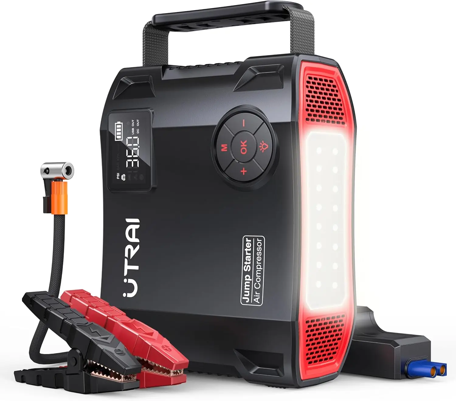 UTRAI Jstar 5 Jump Starter 4 in 1 Battery Starter  2000A Power Bank, 12V Digital Tire Inflator, 150PSI Emergency Battery Booster