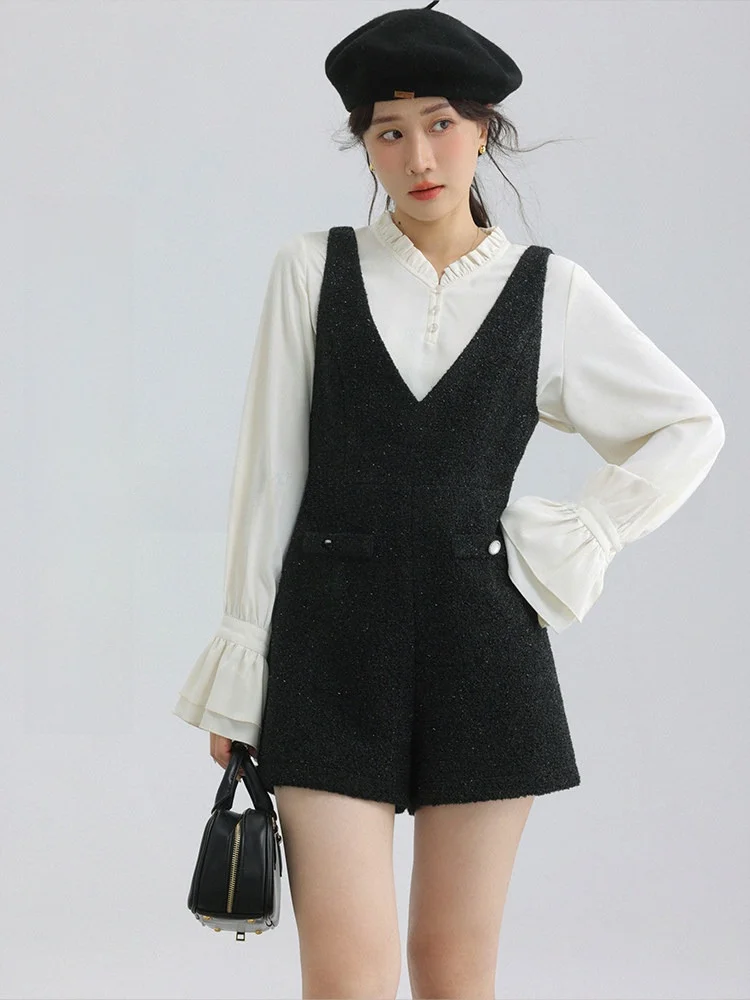 

Women's Loose Satin irt with Flared Sves V-Ne Slimming Casual Sle French Country Chic Long Sve Polyester Blend