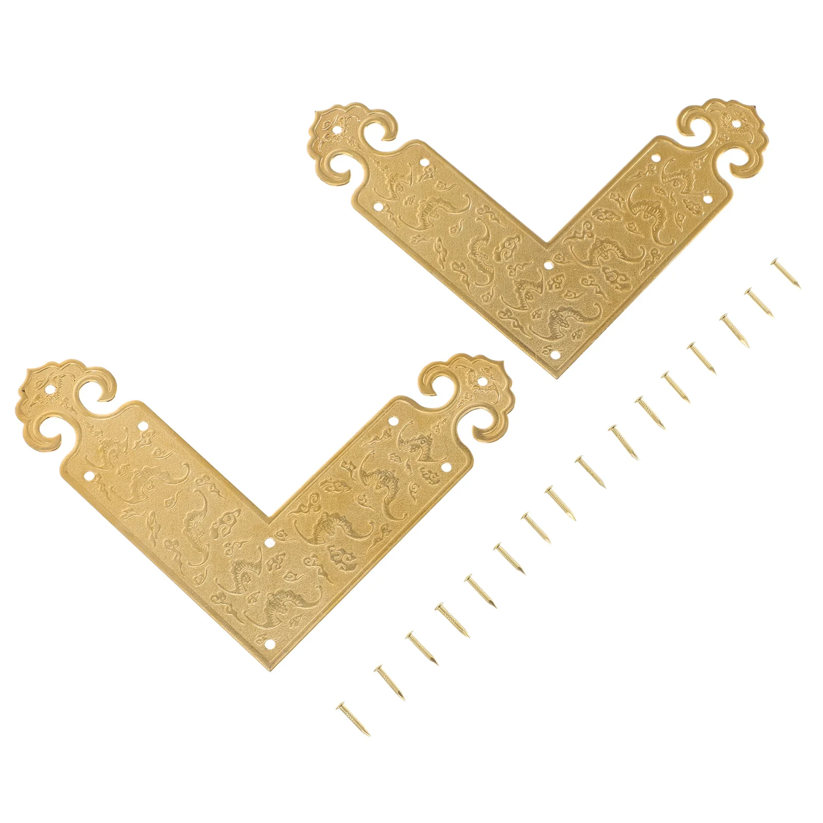 

2 Pcs L Shape Brass Corner Protectors Retro Decorative Furniture Guards Smooth Surface Cabinet Bumpers Vintage Style
