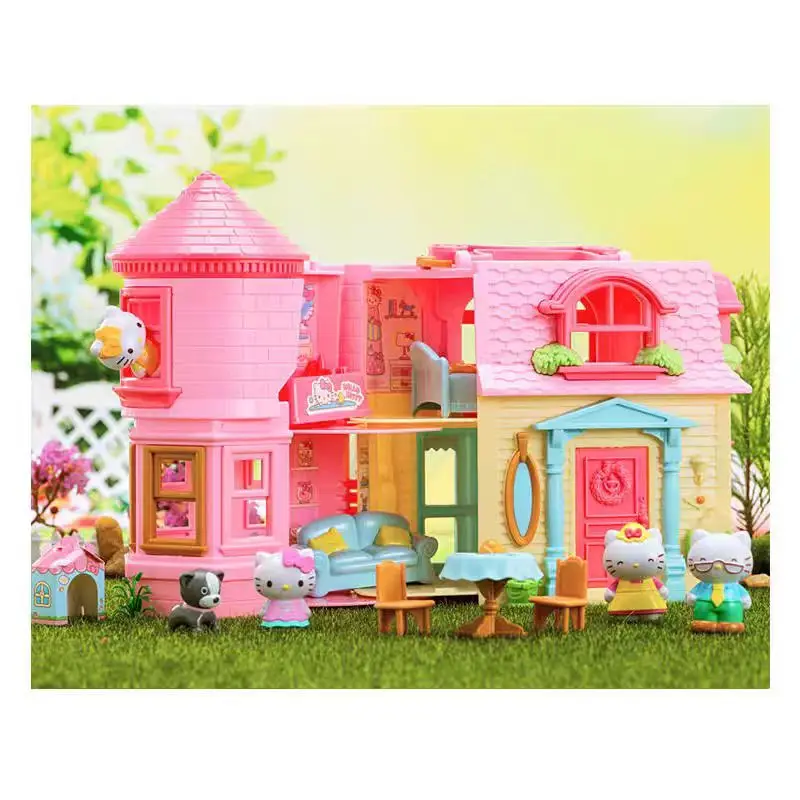 Hello Kitty Warm Home Set 50111 Simulation Furniture Room Girl Handheld Box Princess Castle Play Toy