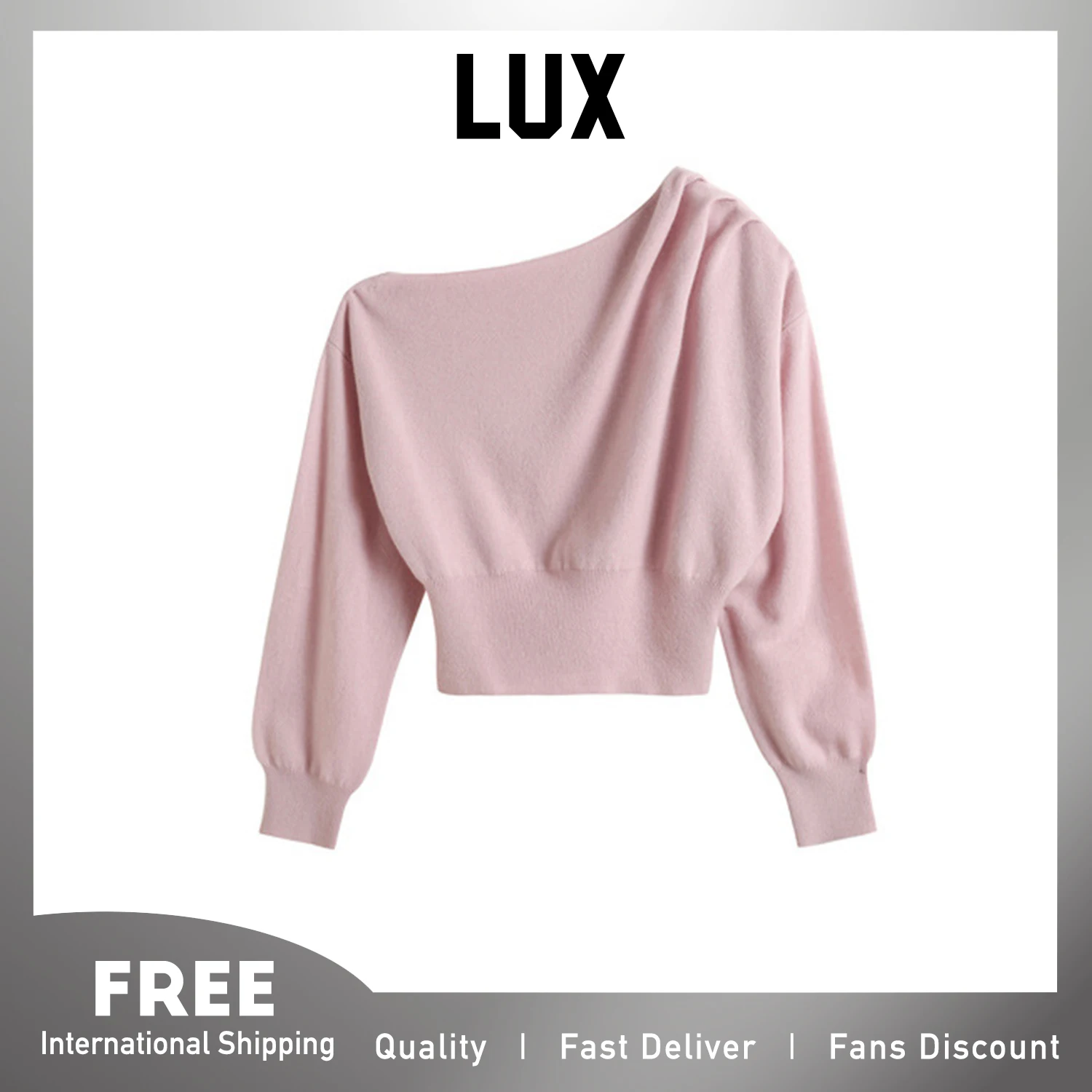 Lux Winter Sweet Girl Style Casual Knit Sweater for Women High Quality Soft Warm  Off Shoulder Long Sleeves Pullover Female