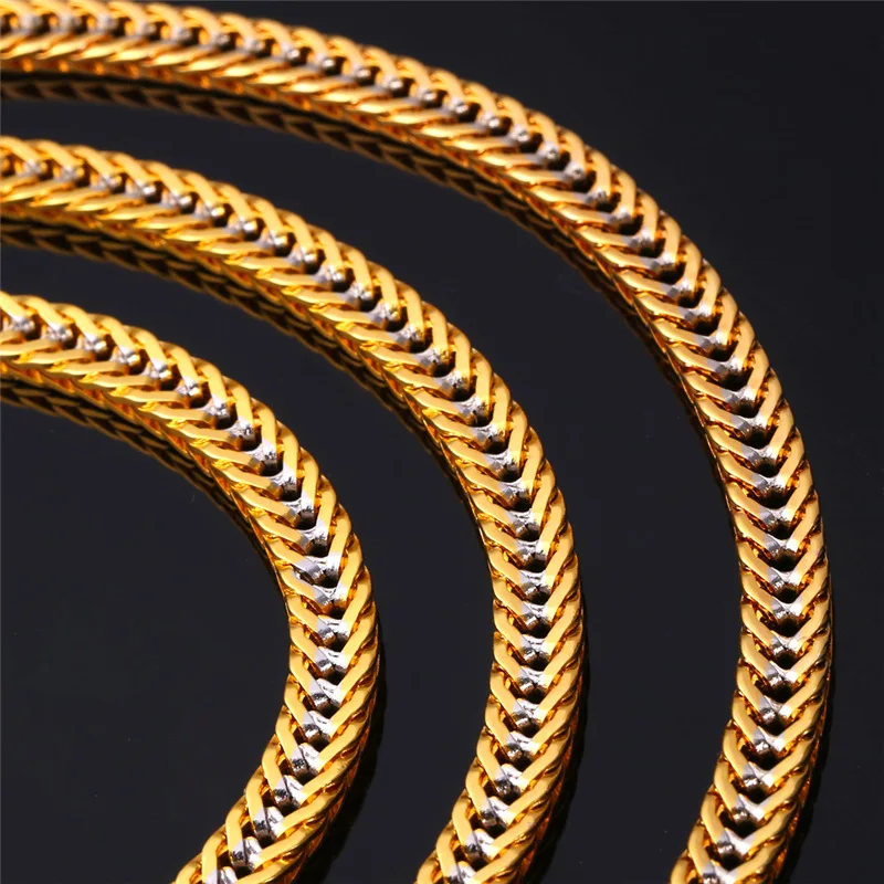 ChainsPro Franco Chain Necklace Men Gold Color New 55 CM Two Tone Chain For Men Jewelry African N155