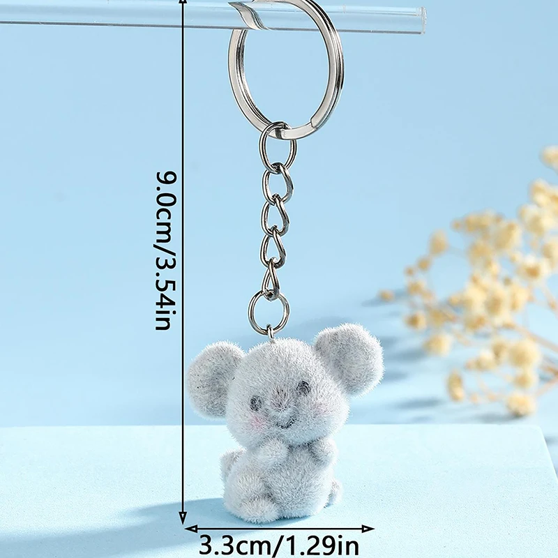 น่ารัก 3D Flocking Koala พวงกุญแจเรซิ่นสัตว์คู่จี้โทรศัพท์มือถือพวงกุญแจรถหูฟังกระเป๋าเป้สะพายหลัง Charms กระเป๋าตกแต่ง