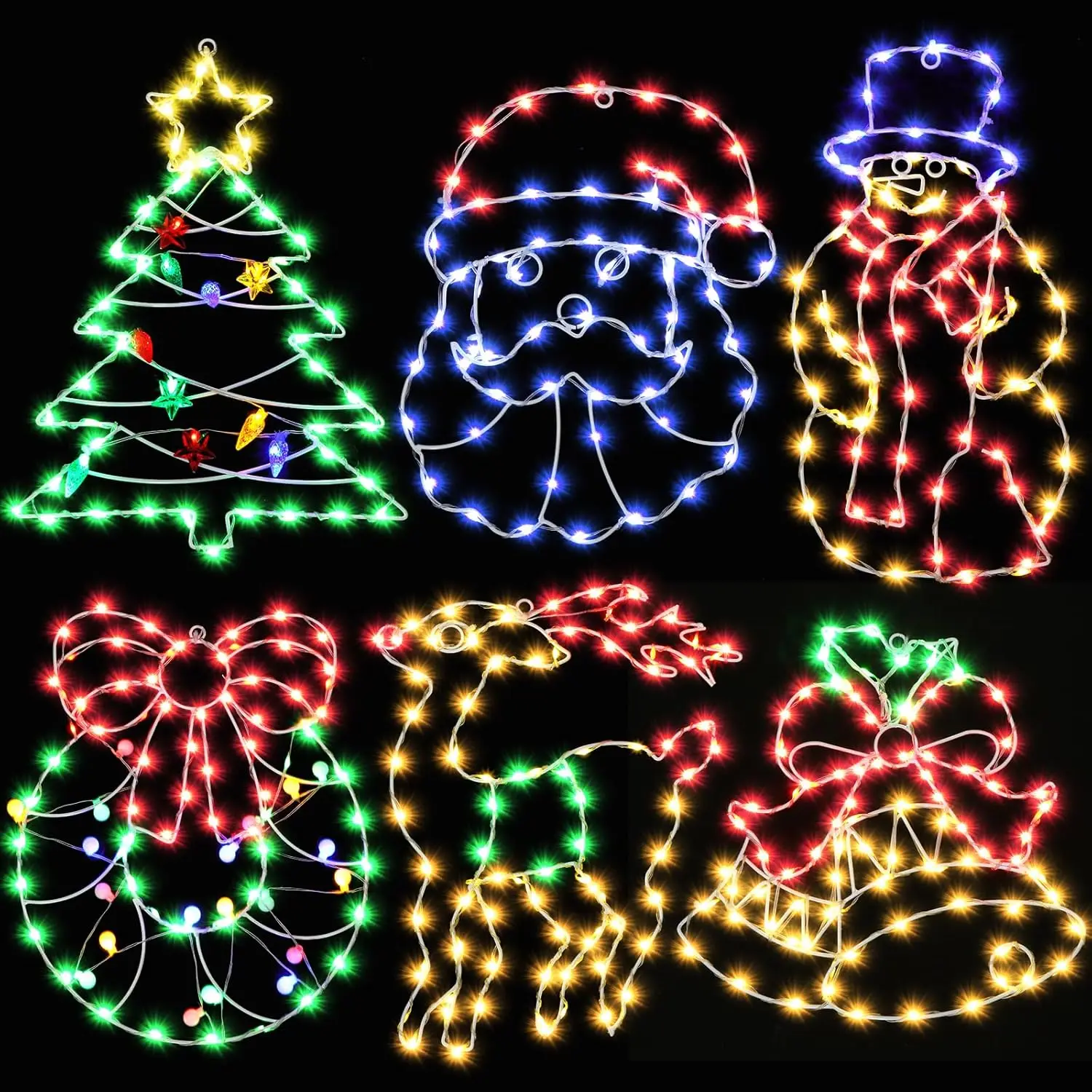 

Набор из 6 16-дюймовых рождественских светильников с силуэтом окон — водонепроницаемый многофункциональный дизайн, уличный/внутренний праздничный декор