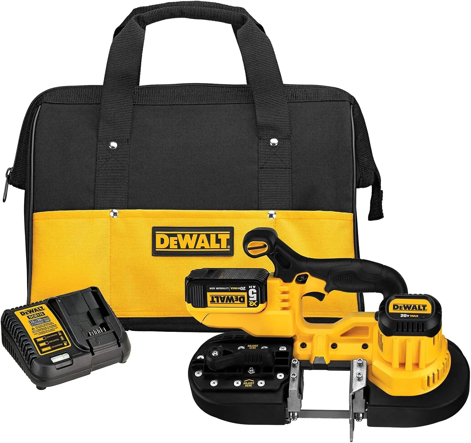 

DEWALT 20V MAX Portable Band Saw Kit, Cordless (DCS371P1)