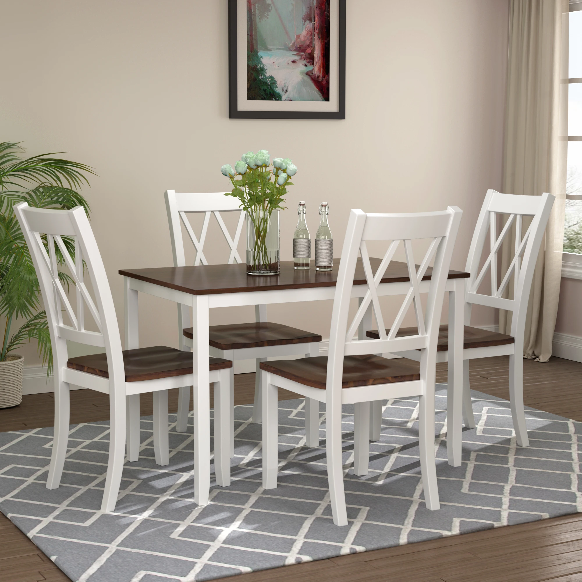 

Factory Customization Dining Sets Furniture Wooden Dining Table And Chairs White