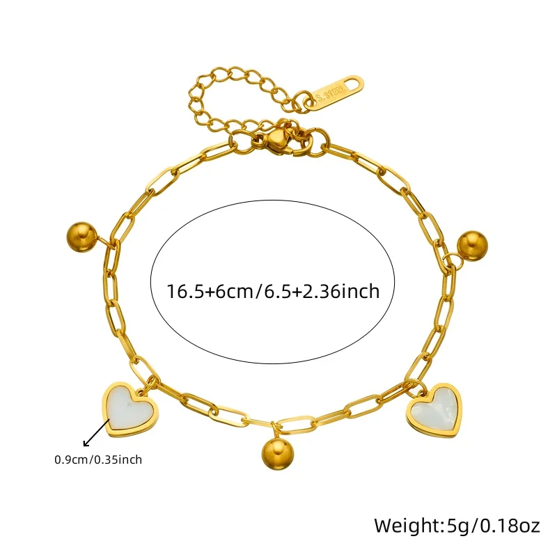DIEYURO 316L Stainless Steell Heart Double-deck Bracelet New Trend Small Round Bead Non-fading Love Hand Chain Jewelry Gift image 2