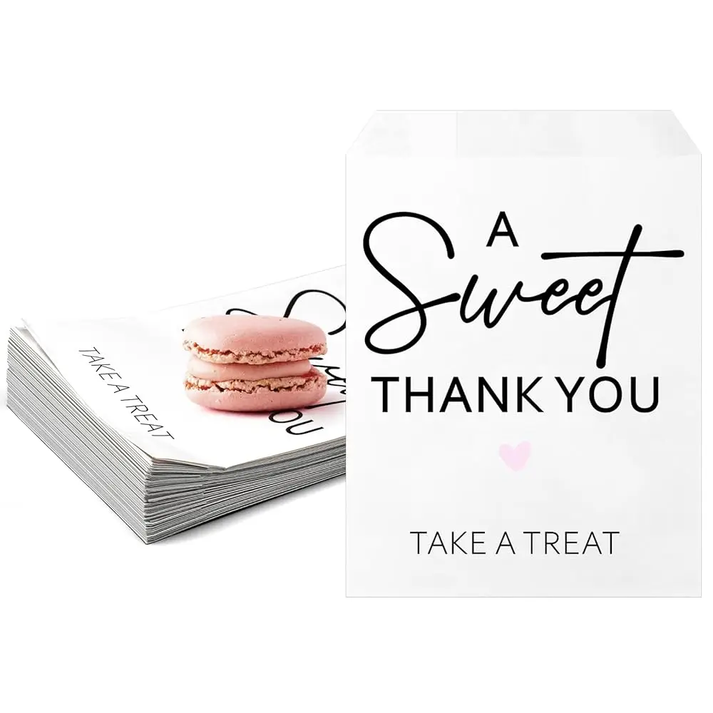 

100 Pcs Wedding Party Favor Candy Buffet Bags 5 X 7 H White Paper Treat Wedding Treat Bags A Sweet Thank You Take A Treat