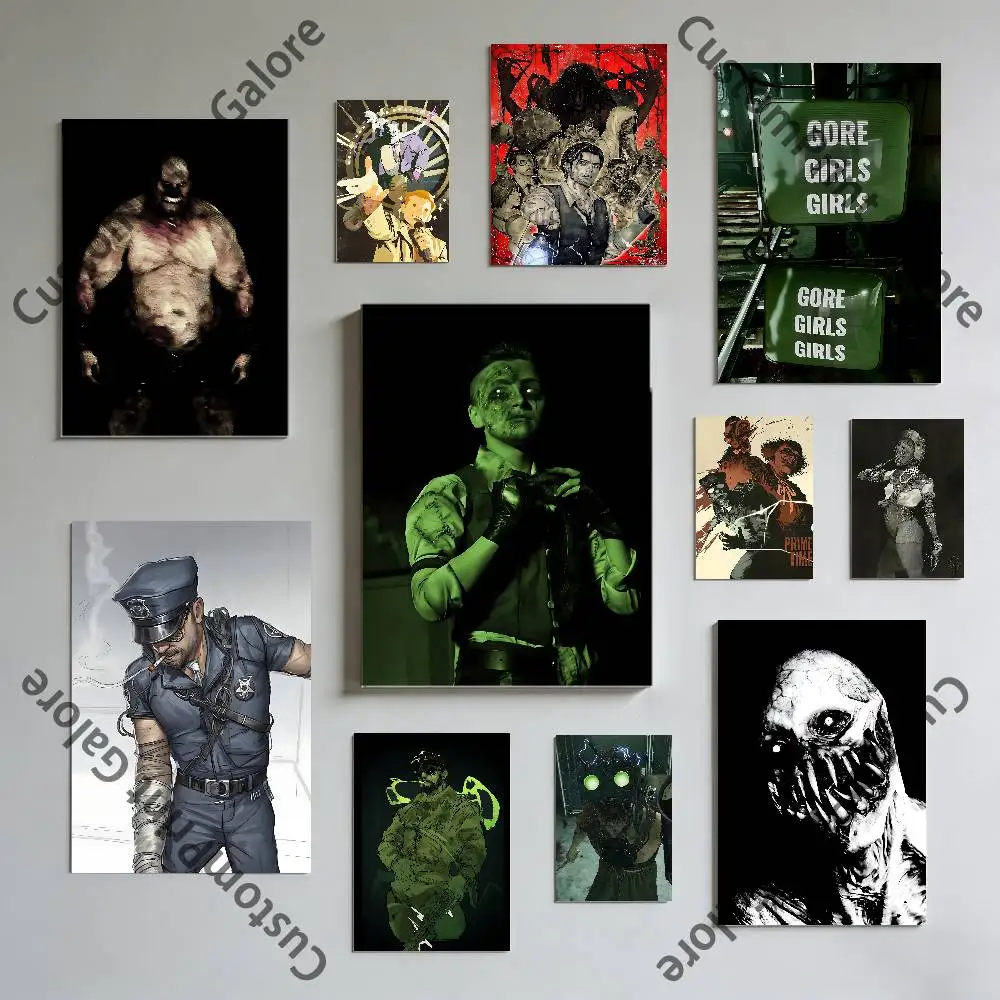 O-Outlast Horror Self Adhesive Poster Removable Futuristic Art Print for Game Room Bedroom Dorm Wall Decor