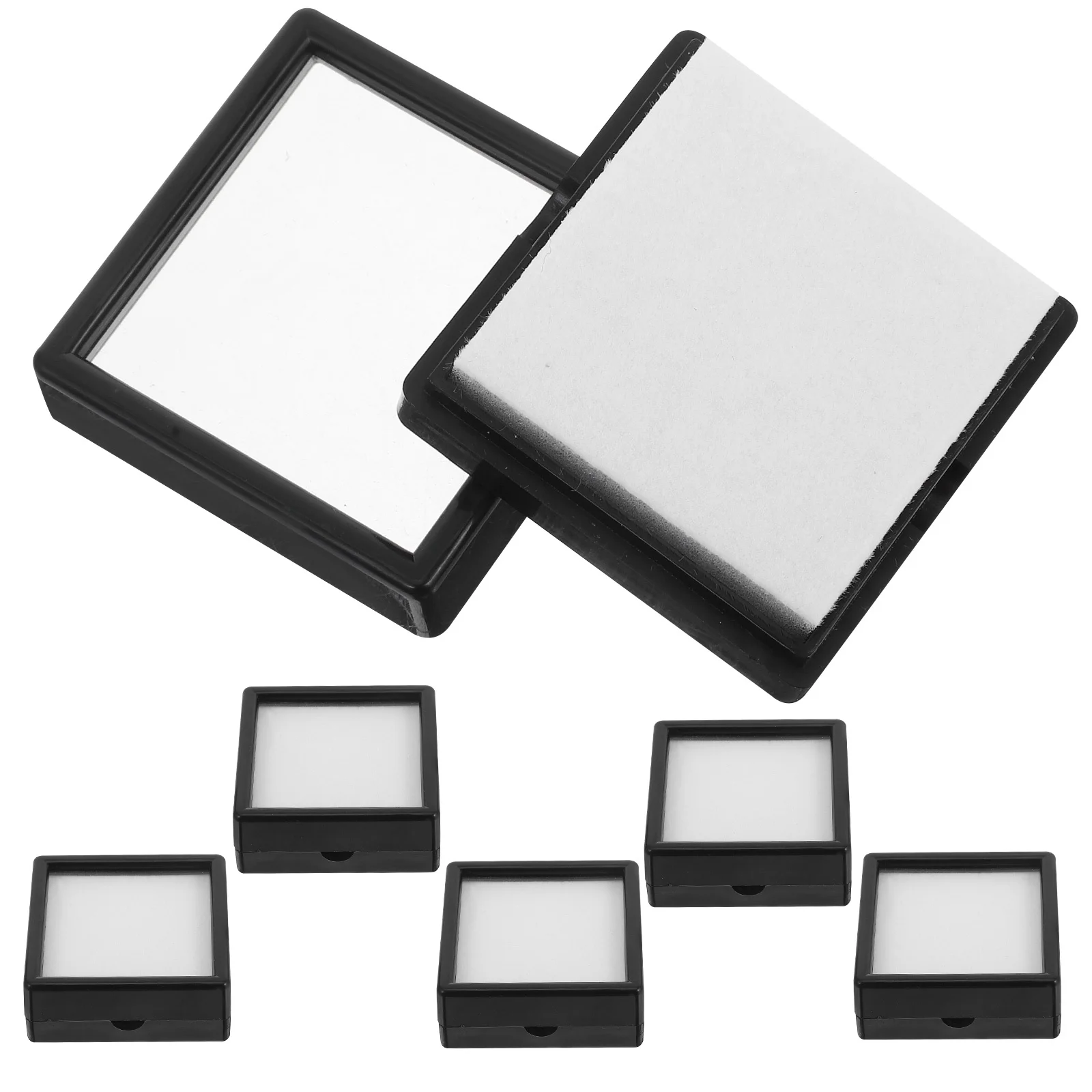 

6Pcs Clear Acrylic Gemstone Ring Organizer Display Case Jewelry Storage Box Protective Showcase Decorative Box