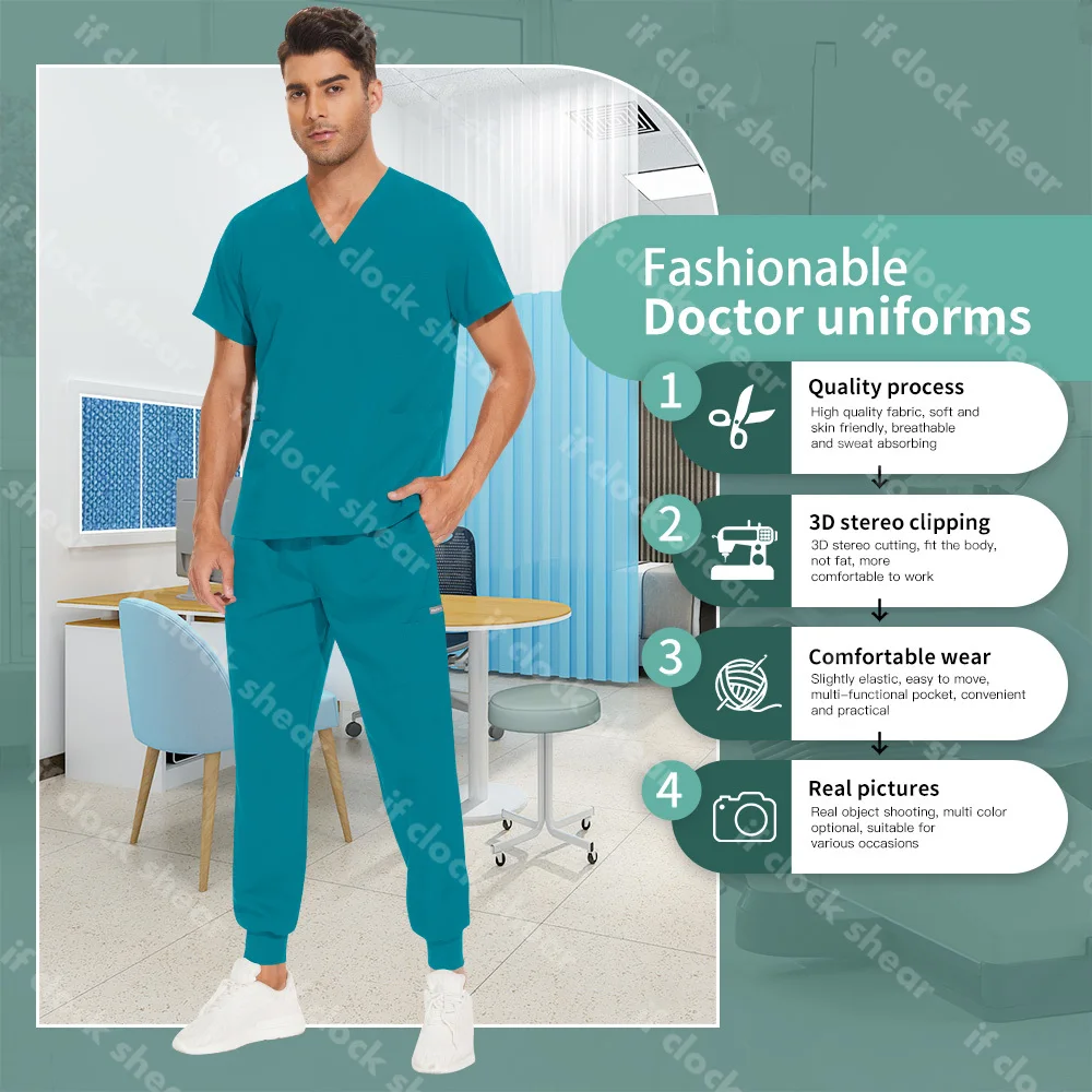 Pet Grooming Agency Doctor Set V-neck Nurse Overalls Wholesale Scrubs Uniform Beauty Salon Work Clothes Dentist Medical Workwear